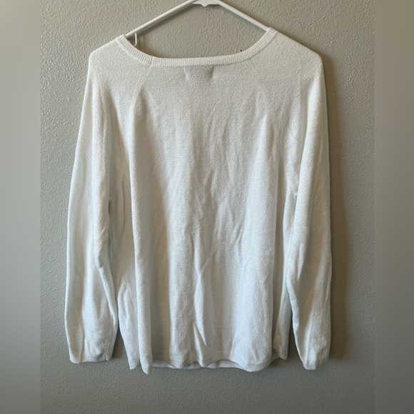 Barefoot Dreams CozyChic Ultra Lite Raglan Pullover Bright White Ultra Soft Cozy - Picture 6 of 6